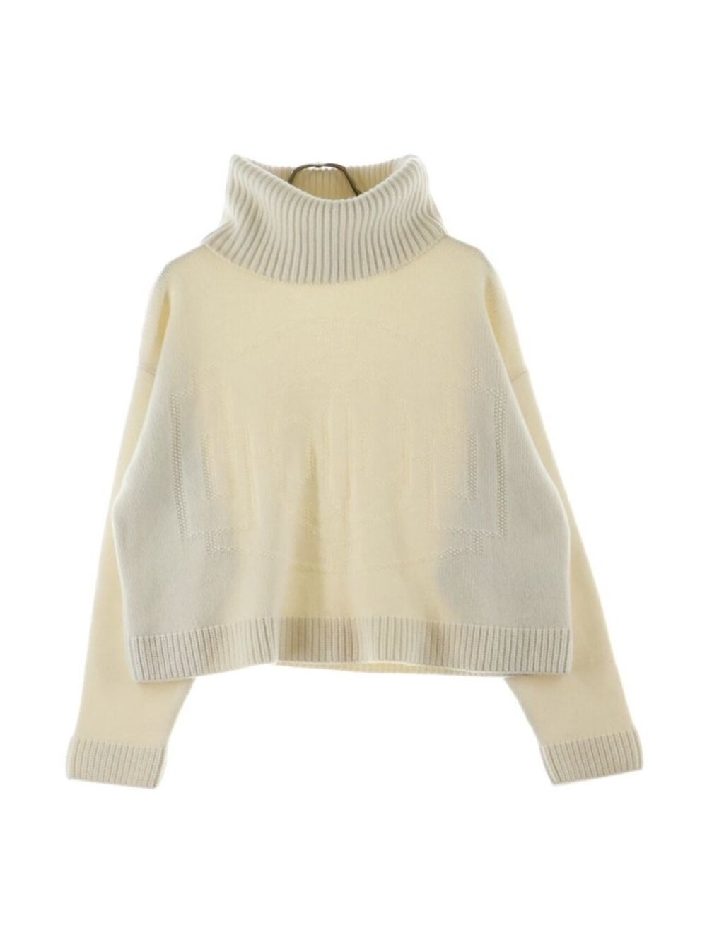 Hermes Logo Cashmere Knit H Lift Turtleneck Long Sleeve Sweater White